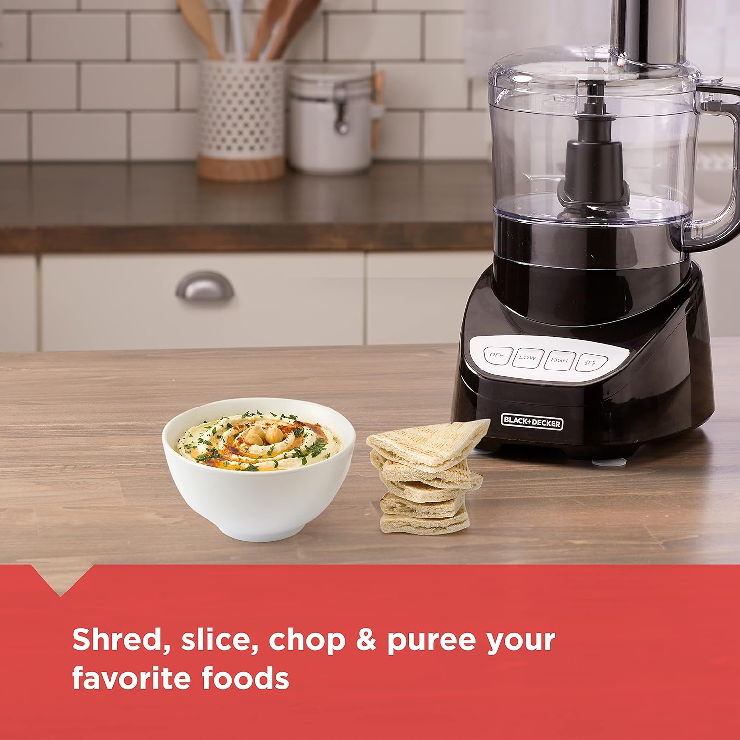 BLACK+DECKER 8-Cup Food Processor, Easy Assembly, Stainless Steel S-Blade, Shred, Slice, Chop, Puree, 450W Motor - Image 7