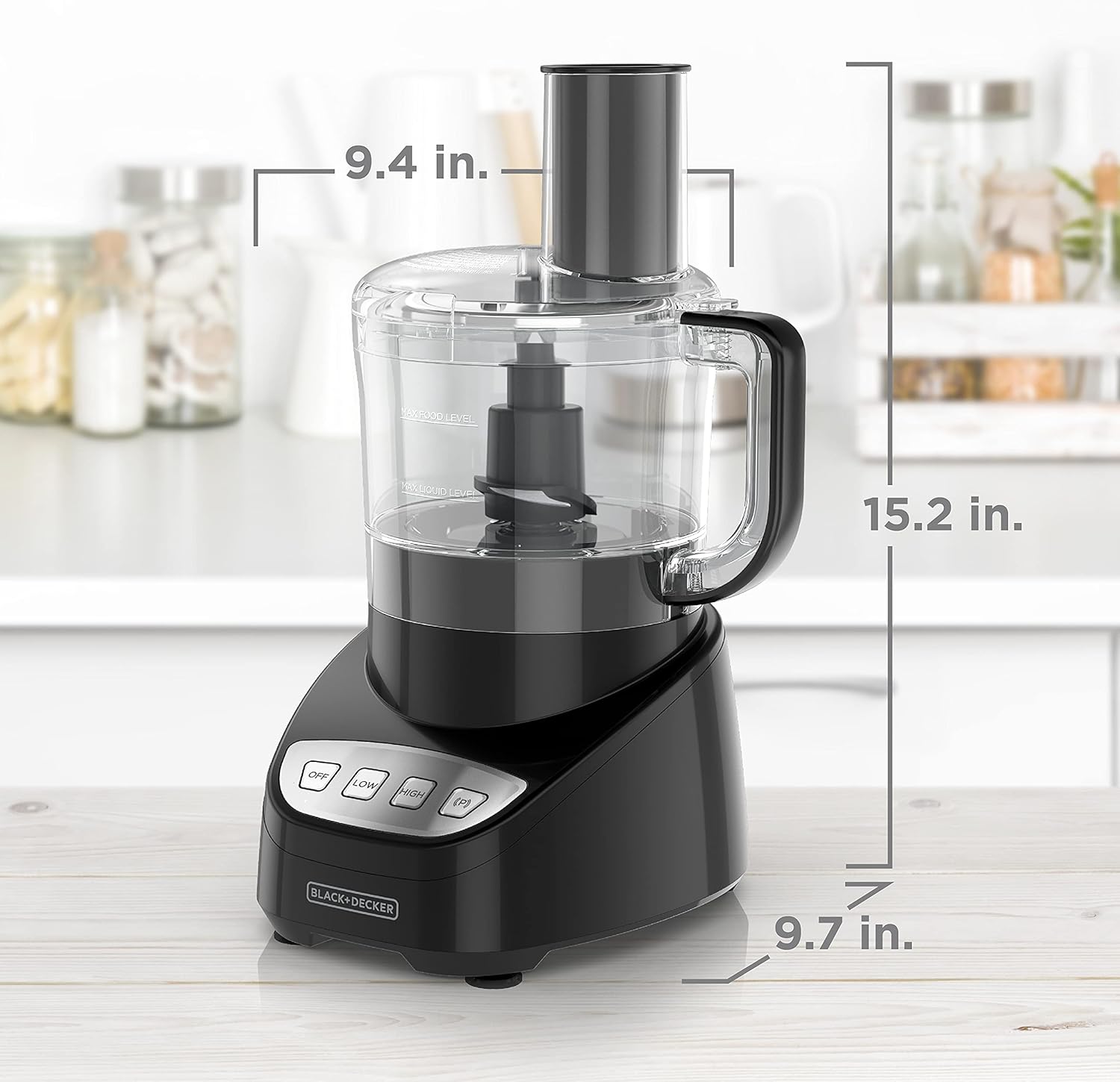 BLACK+DECKER 8-Cup Food Processor, Easy Assembly, Stainless Steel S-Blade, Shred, Slice, Chop, Puree, 450W Motor - Image 8